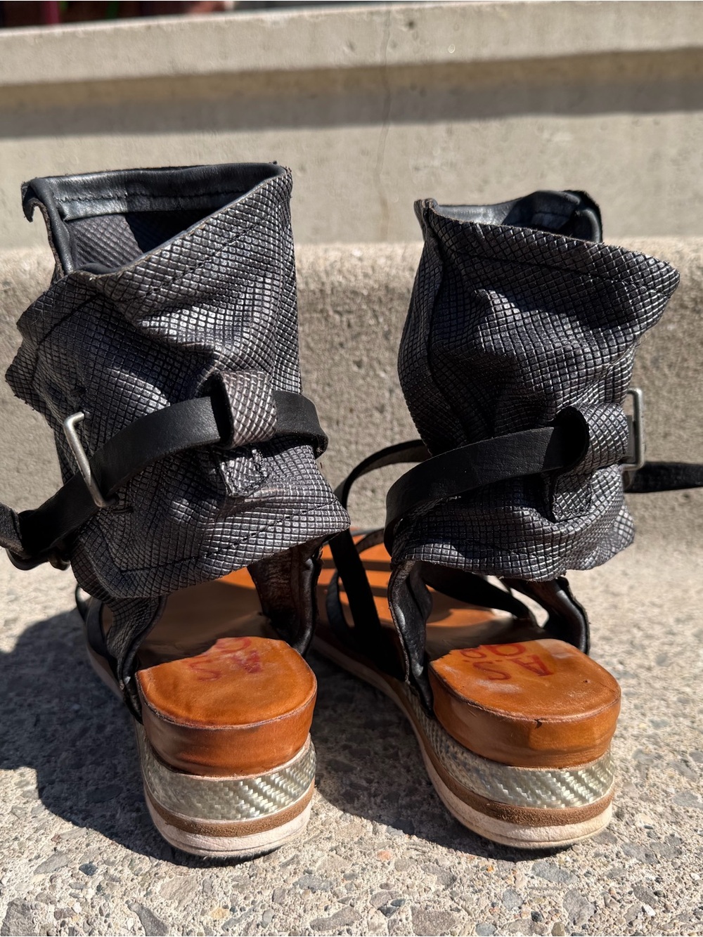 A.S. 98 Bowery Sandals Size 39 Leather Bohemian Festival Monk Booties AS98 - Picture 3 of 8